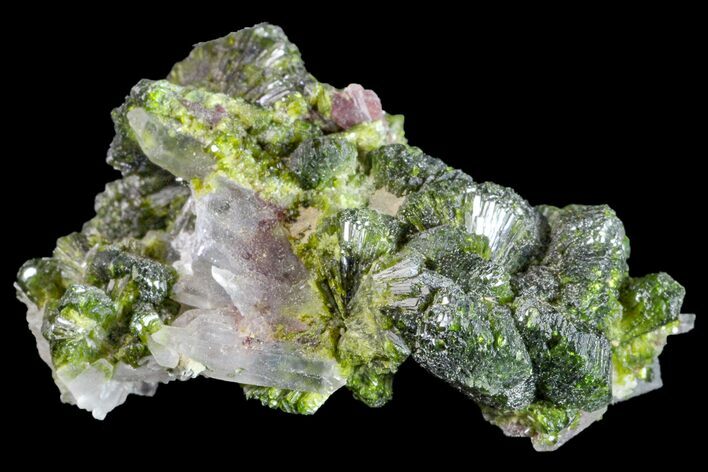 Lustrous Epidote with Quartz Crystals - Morocco #161137